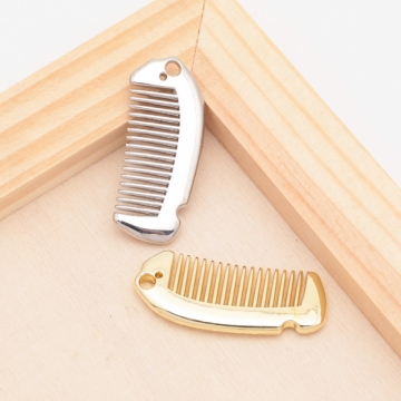 くしチャーム 櫛 コーム ブラシ ファッションチャーム チャームパーツ メタルチャーム 約12×30mm（4ヶ）