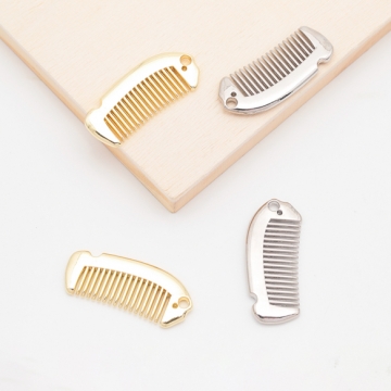 くしチャーム 櫛 コーム ブラシ ファッションチャーム チャームパーツ メタルチャーム 約12×30mm（4ヶ）