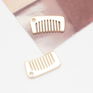 くしチャーム 櫛 コーム ブラシ ファッションチャーム チャームパーツ メタルチャーム 約12×22mm（4ヶ）