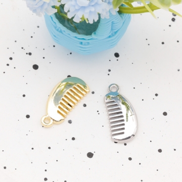 くしチャーム 櫛 コーム ブラシ カン付き ファッションチャーム チャームパーツ メタルチャーム 約8×19mm（4ヶ）