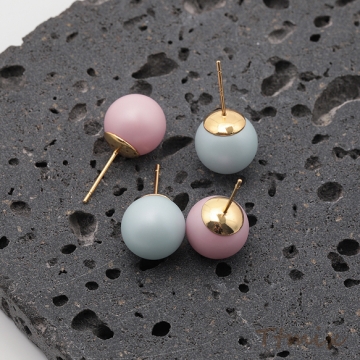 デザインピアス キャンディ 飴玉 丸玉 マットカラー メタルピアス スタッドピアス 約12mm（1ペア）