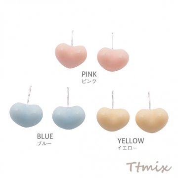 デザインピアス ハート ぷっくり 立体 メタルピアス スタッドピアス 約13×15mm（1ペア）
