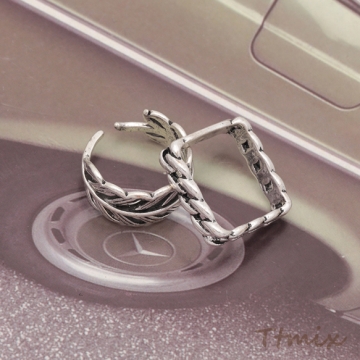 デザインリング ツイスト ヴィンテージ風 アンティークシルバー メタルリング オープンリング 全5種（1個）