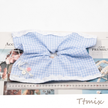 シュシュ ブルー カントリー風 スカーフリボン チェック模様 髪飾り 髪留め ヘアゴム ヘアアクセサリー（1ヶ）