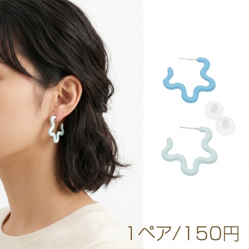 デザインピアス フラワー アシンメトリー 花モチーフ スタッドピアス 約28mm（1ペア）