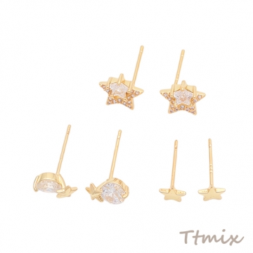 デザインピアス 星  スター 宇宙 スタッドピアス 3種（1セット）