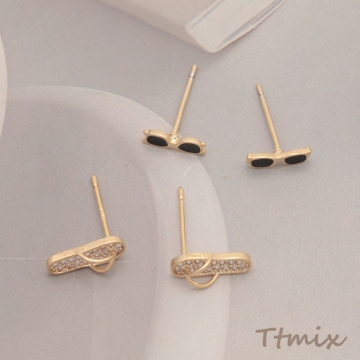 デザインピアス サンダル サングラス ラインストーン スタッドピアス 3種（1セット）