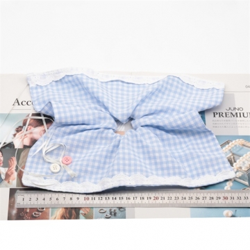 シュシュ ブルー カントリー風 スカーフリボン チェック模様 髪飾り 髪留め ヘアゴム ヘアアクセサリー（1ヶ）