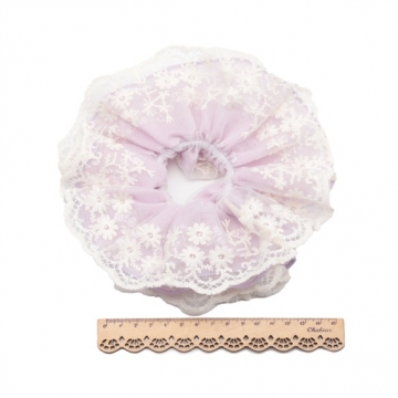 シュシュ フラワーモチーフ レース×パール 髪飾り 髪留め ヘアゴム ヘアアクセサリー（1ヶ）