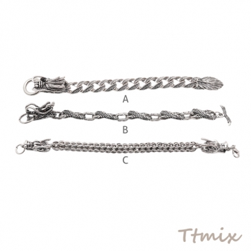 ブレスレット ヴィンテージ風 ドラゴン 龍 ワイルド アンティーク調 メタルチェーンブレスレット 3種（1本）