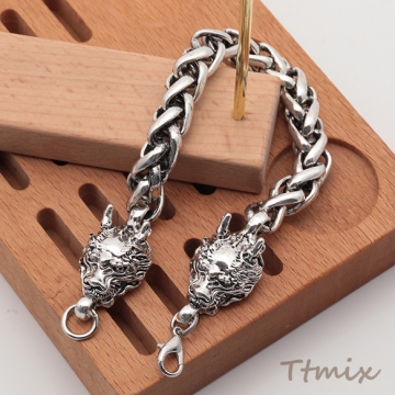 ブレスレット ヴィンテージ風 ドラゴン 龍 ワイルド アンティーク調 メタルチェーンブレスレット 4種（1本）