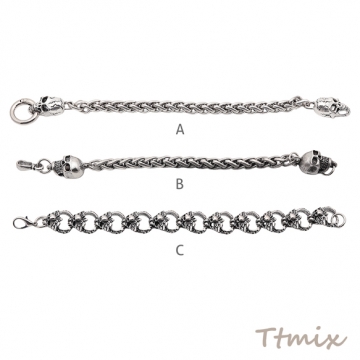 ブレスレット ヴィンテージ風 骸骨モチーフ スカル アンティーク調 メタルチェーンブレスレット 3種（1本）