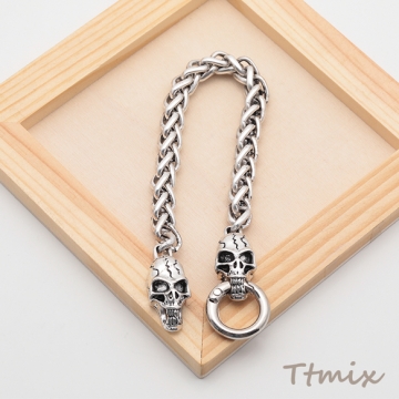 ブレスレット ヴィンテージ風 骸骨モチーフ スカル アンティーク調 メタルチェーンブレスレット 3種（1本）