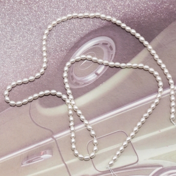 ガラスパール ライス型 ブレスレット・ネックレス用パーツ 染色 カラービーズ パール調ガラスビーズ 約3mm（1連）