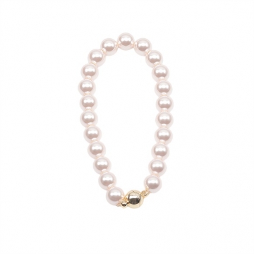 ブレスレット 高品質フェイクパール 丸玉 ガラスパール シンプル マグネット付き 長さ約19.5cm 8mm（1本）