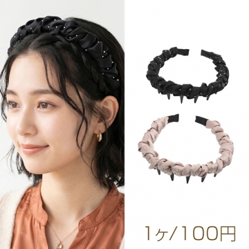 カチューシャ ツイスト編み コーム付き キラキラ ラインストーン ヘアバンド 髪飾り ヘアアクセサリー 約13cm（1ヶ）