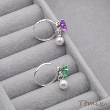 キッズ用リング ランダム パール付き 子ども用 おもちゃの指輪 オープンリング 外径約16mm内径約14mm（1ケース）