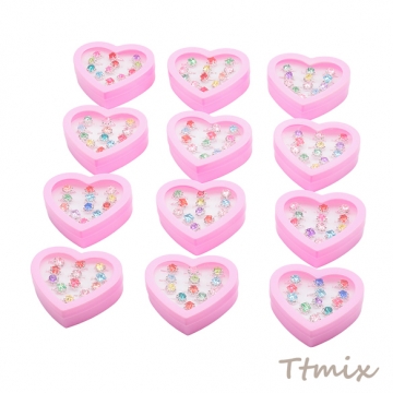 キッズ用リング ランダム ラインストーン 子ども用 おもちゃの指輪 オープンリング 外径約17mm内径約15mm（1ケース）