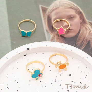 キッズ用リング ランダム エポチャーム 子ども用 おもちゃの指輪 オープンリング 外径約17mm内径約15mm（1ケース）