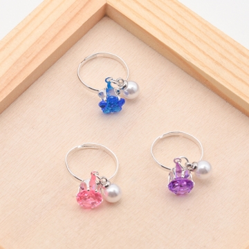 キッズ用リング ランダム パール付き 子ども用 おもちゃの指輪 オープンリング 外径約16mm内径約14mm（1ケース）