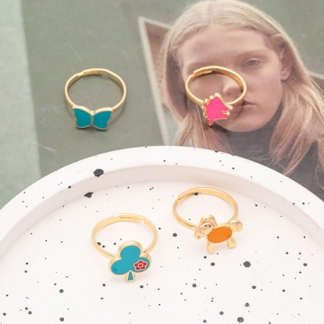 キッズ用リング ランダム エポチャーム 子ども用 おもちゃの指輪 オープンリング 外径約17mm内径約15mm（1ケース）