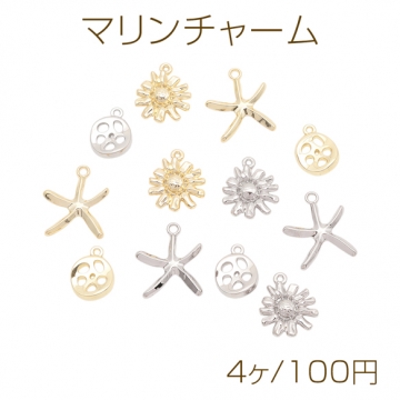 マリンチャーム ヒトデ 海モチーフ 海洋生物 メタルチャーム 全6種（4ヶ）
