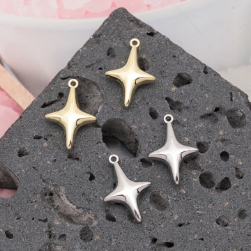 幾何学チャーム 十字架 星 スパイラル 渦巻き メタルチャーム 全4種（4ヶ）