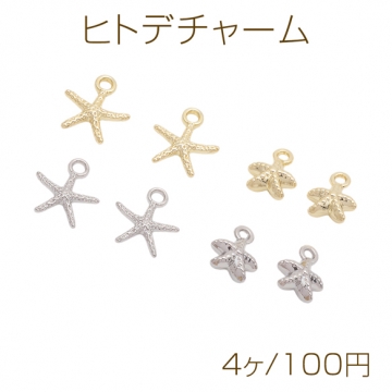 ヒトデチャーム 海洋生物 海の生き物 マリンチャーム 立体 メタルチャーム 全4種（4ヶ）