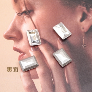 ガラスストーン スクエア キラキラ 穴なし 立体 Vカット ビジュー 貼り付け ガラスパーツ 約10×14mm（2ヶ）