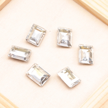 ガラスストーン スクエア キラキラ 穴なし 立体 Vカット ビジュー 貼り付け ガラスパーツ 約10×14mm（2ヶ）