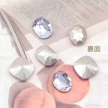 ガラスストーン ラベンダーカラー キラキラ 穴なし 立体 Vカット ビジュー 貼り付け ガラスパーツ 全3種（2ヶ）