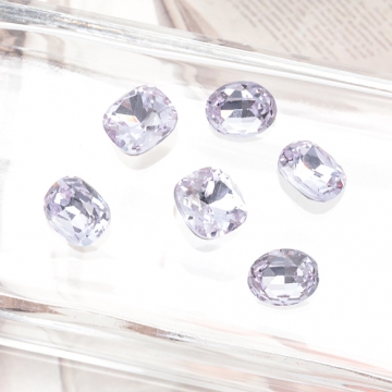 ガラスストーン ラベンダーカラー キラキラ 穴なし 立体 Vカット ビジュー 貼り付け ガラスパーツ 全3種（2ヶ）