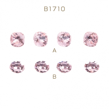 ガラスストーン ピンクカラー キラキラ 穴なし 立体 Vカット ビジュー 貼り付け ガラスパーツ 全2種（2ヶ/4ヶ）