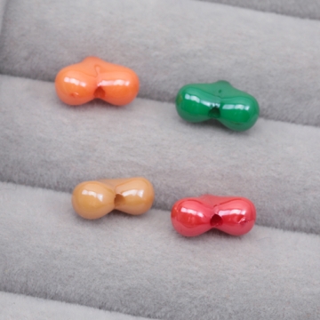 アクリルビーズ ぷっくりハート 縦穴 光沢感 ツヤあり 立体 アクリルパーツ カラーランダム 約9×12mm（6ヶ）