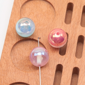 アクリルビーズ ラウンド 丸玉 クリア×カラー 光沢感 約15mm（4ヶ）