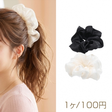 シュシュ スイート 無地 チュール ヘアゴム 髪飾り 髪留め ヘアゴム ヘアアクセサリー 約10cm（1ヶ）