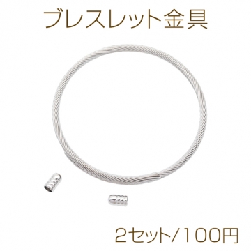 ブレスレット金具 シンプル 調節可能 オープンバングル 留め具付き 約4×8mm、約6cm（2セット）