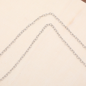 ステンレスチェーン ハート ロジウムカラーメッキ デザインチェーン 基礎金具 メタルチェーン 約2.3×3.1mm（10cm）