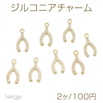 ジルコニアチャーム ひづめ風 ラインストーン キラキラ メタルチャーム 約7×13mm（2ヶ）
