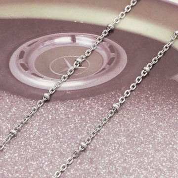 ステンレスチェーン デザインチェーン ロジウムカラーメッキ 基礎金具 メタルチェーン 約1.7×2.6mm（1m）