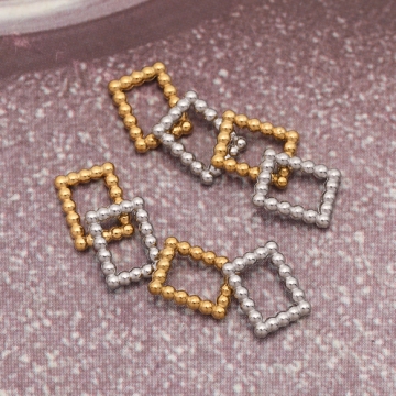 ステンレス製パーツ 長方形 フレームパーツ メタルパーツ 約5×6.5mm（2ヶ）
