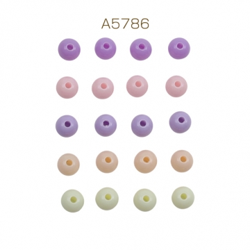 アクリルビーズ 丸玉 ラウンド パープルミックス カラーランダム 約6mm（約20g）