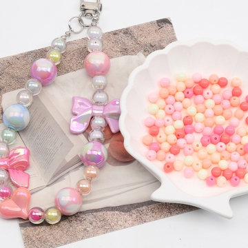 アクリルビーズ 丸玉 ラウンド ピンクミックス カラーランダム 約6mm（約20g）