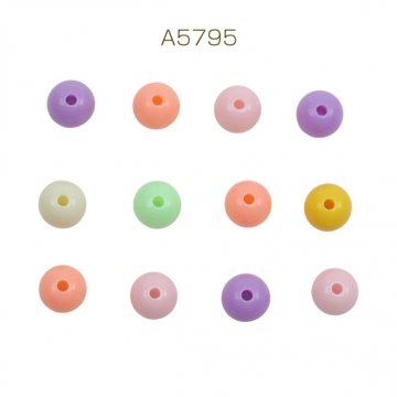 アクリルビーズ 丸玉 ラウンド カラフルミックス カラーランダム 約8mm（約20g）