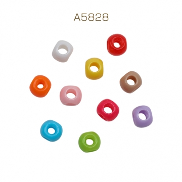 アクリルビーズ 4穴ビーズ カラフルミックス カラーランダム 約6×7mm（30ヶ）