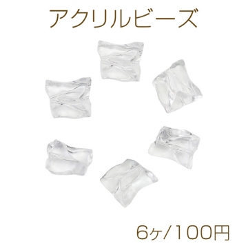 アクリルビーズ 不規則 長方形スクエア クリア 穴あり アクリルパーツ 変形ビーズ 約16×21mm（6ヶ）