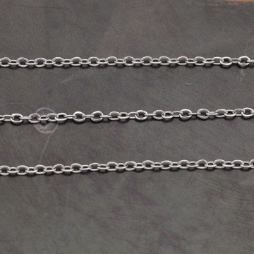 ステンレスチェーン あずきチェーン ハンドメイド用 ブレスレット・ネックレスパーツ ロジウム 約1×2mm（2m）