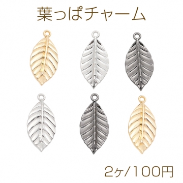 葉っぱチャーム リーフ シンプル 植物チャーム メタルチャーム 約14×30mm（2ヶ）