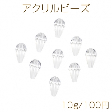 アクリルビーズ クリスタル風 しずく型 透明 縦穴 クリアビーズ 約7×12mm（約10g）