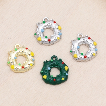 クリスマスチャーム リース 半面 メタルチャーム 約14×16mm（2ヶ）